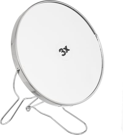 Scheer- & Make-up Spiegel Ø 14 cm - Metaal - 1 kant 3X vergrotend.