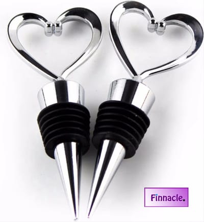 Finnacle - "2x Hartjesvormige Wijnflesstoppers - Perfect Valentijnsdagcadeau!"