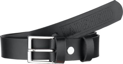 Ladeheid Kinderriem – Riem - Jongens - Broekriem - Verstelbaar - Leer – Zwart-1 /Logo-2 – 70 cm LA-EL-KIDS