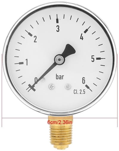 Dailygoods- Manometer 6cm - Drukmeter 0-6 bar - Manometer Compressor - Manometer Waterdruk - Schaal voor bar met duidelijke markeringen - Stabiele prestaties