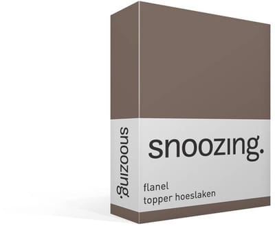Snoozing - Flanel - Hoeslaken - Topper - Eenpersoons - 90/100x220 cm - Bruin