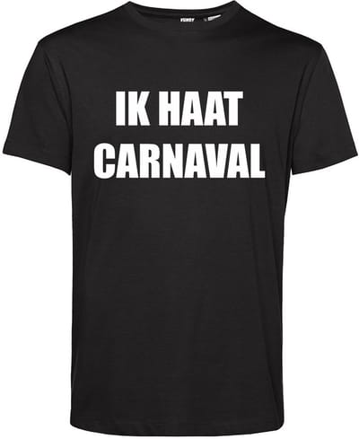 T-shirt Ik Haat Carnaval | Carnavalskleding | Foute Party | Zwart | maat XS