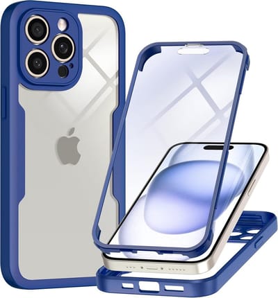 Hoesje geschikt voor Apple iPhone 16 Pro Max - Techsuit ColorVerse 360 Case met Screenprotector - Blauw