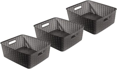 Opbergmanden Set - Rotan Stijl - Huishoudelijke Organisatie - Met Handvatten - 3 Stuks 12L - Bruin