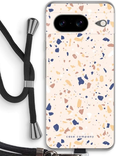 Case Company® - Hoesje met koord geschikt voor Google Pixel 8 hoesje met Koord - Terrazzo N°23 - Telefoonhoesje met Zwart Koord - Bescherming aan alle Kanten en Over de Schermrand