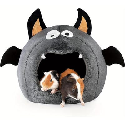 Nid 2 en 1 pour hamster en forme de chauve-souris d'Halloween, lit douillet pour hamster, cobayes, lapins et petits animaux de compagnie, lit cachette doux en peluche polyester gray