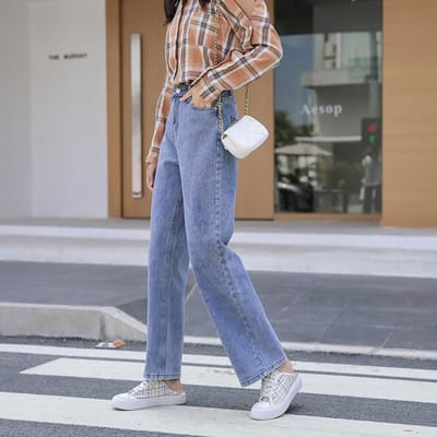 Jean ample taille haute pour femme, version coréenne, amincissant, jambes larges, droit, pour le printemps et l'automne XL