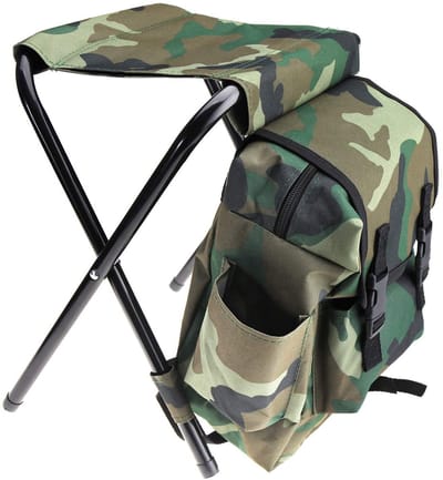 Dailygoods- Visgerei Opvouwbare Rugzak - Visstoel - Campingstoel - Draagbaar - Slijtvast Oxford Doek - Max. 90kg Laadvermogen