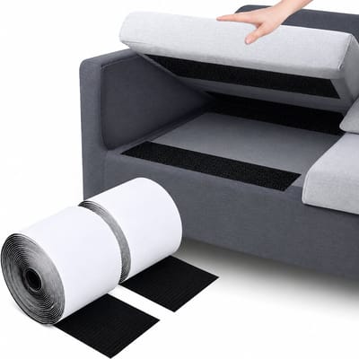 GLODI GOODS® Klittenband zelfklevend dubbelzijdig 200 x 10CM – voor bankkussen – naaibaar kussen montage strip – ZWART