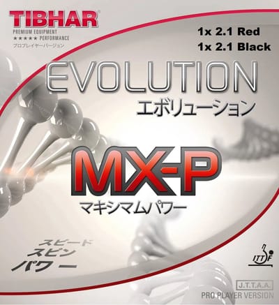 Tibhar - Evolution MX-P - 1x Rood 2.1 + 1x Zwart - 2.1 - Promo Package - Tafeltennis Rubbers