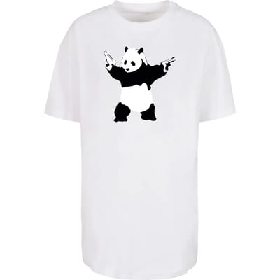Dames-T-shirt oversized boyfriend Merchcode Brandalised - Panda Guns