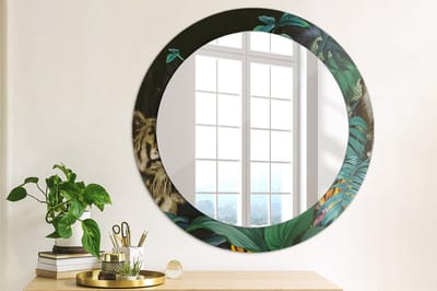 Coloray Bedrukte Spiegel - Vintage jungle Wandspiegel Decoratieve Print - 70 cm - Groente Bedrukte Spiegel - Wandspiegel Decoratieve Print - Bedrukte Spiegel - Spiegel Met Bedrukte Lijst