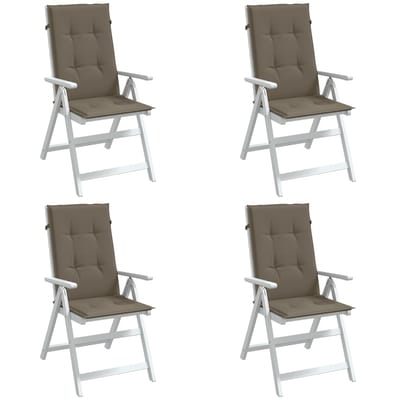 vidaXL - Stoelkussens - 4 - st - hoge - rug - 120x50x4 - cm - stof - gemêleerd - taupe