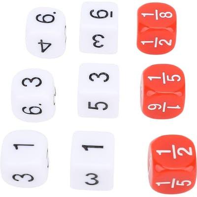 30 STUKS Dobbelsteenset Wit Rode Kleur 6-Zijdige Standaard Dobbelstenen Educatief 16mm Plastic Dobbelstenen voor voor Bord white