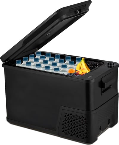 MOA Compressor Koelbox Elektrisch 12V en 230 volt - Coolbox - 38L - voor auto en camping - Vriezen tot -18°C - Frigobox - Zwart