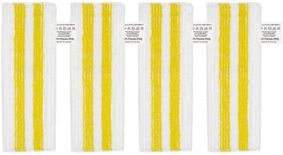 4-stuks Vervangende microvezel stoomreiniger pads - Wasbare reinigingspad accessoire - Stoomreiniger reiniger pads - Gestreepte platte reiniger - Eenvoudig te vervangen - Geschikt voor stoomreinigers - Wit, geel