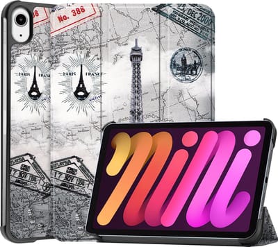 Hoesje - Geschikt voor Apple iPad Mini 6 (2021) - 8.3 inch - 6e Generatie - Dun & Stevig - Trifold Bookcase - Hard Cover - Hardcover Book Case - Tablet Hoes - Eiffeltoren
