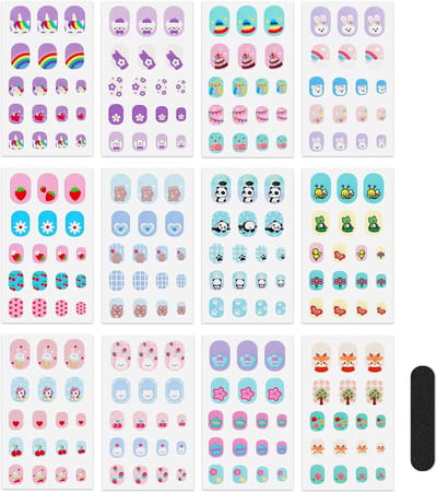 Nagellak stickers voor meisjes - 12 vellen zelfklevende cartoon nagelstrips - inclusief nagelvijl - SnelShoppen