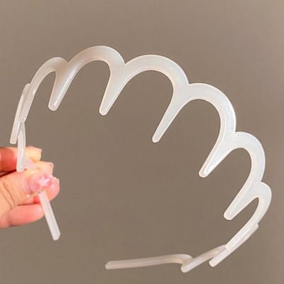 1 pièce 38cm/14.96in Bandeau en Plastique Léger Dentelé Antidérapant, Accessoires de Cheveux Élégants Simples Minimalistes Polyvalents à la Mode Convient blanc