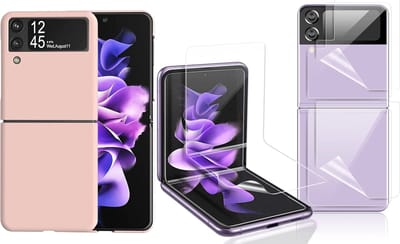 Hoesje geschikt voor Samsung Galaxy Z Flip 3 - Roze Hoes Back Cover Hoesjes en PET Screen Protector