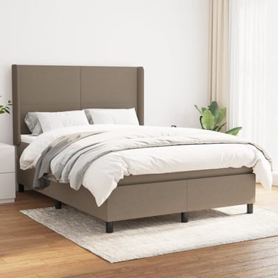 vidaXL - Boxspring - met - matras - stof - taupe - 140x200 - cm