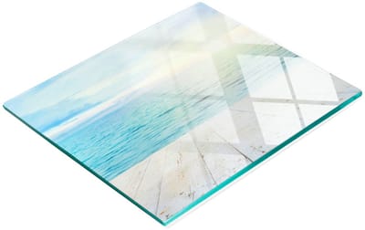 Duurzame en stijlvolle snijplank van gehard glas met zeemotief, 60x52 cm
