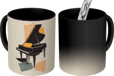 Magische Mok - Foto op Warmte Mokken - Koffiemok - Vleugel - Zwart - Abstract - Illustratie - Magic Mok - Beker - 350 ML - Theemok