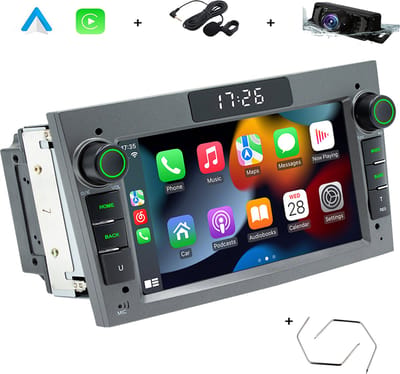 Boscer Autoradio - Geschikt voor Opel - Android 15 - Apple Carplay & Android Auto (Draadloos) - 2+64GB - 7 Inch HD Touchscreen - GPS, Bluetooth, USB, SD & MP5 - Navigatiesysteem - Grijs - Demontagesleutels, Achteruitrijcamera & Microfoon