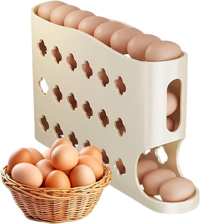 Eierrek Koelkast - Automatische Houder - Keuken Organiseren - Ruimtebesparend Ontwerp - 18 cm Breed - Wit