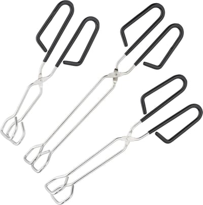 Daity Grilltang - 3-delige set - roestvrij staal - antislip handvat - schaartang - grill & keuken - 24 - 29 & 33 cm - zilver/zwart