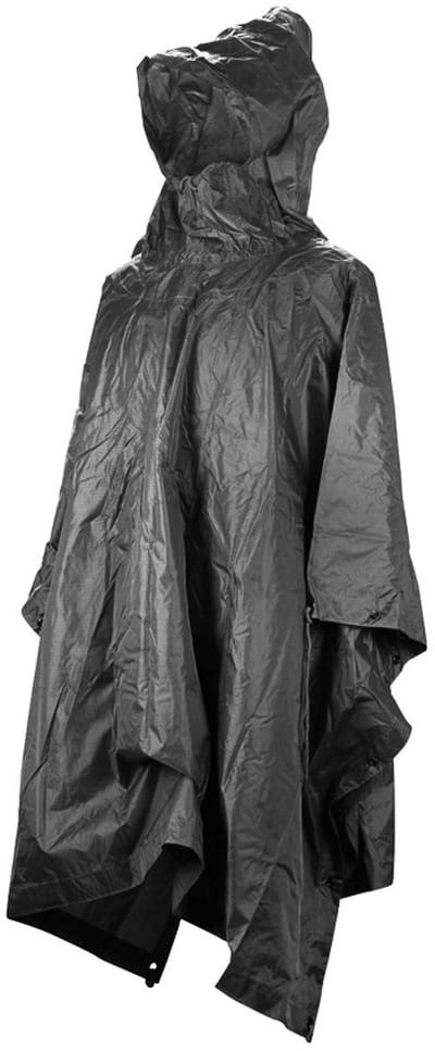 Mil-Tec Poncho - Rip Stop, zwart, PE 780 Gram, 210 x 150 cm - Outdoor Poncho - Regenkleding -