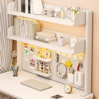 Bureau Organizer Plank - Aanrechtblad Kast - Bureau Opruimen - Verstelbare Klemmen - 60 cm - Wit
