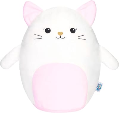 SQUISHBRUBIES Kira de kat - Superzachte Pluche Knuffel - Kawaii Knuffel - Squishy - Speelgoed - 35 cm - wit en roze
