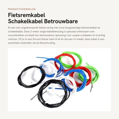 Dailygoods- Remkabel 2 m - Remkabelset - Fietskabel - Schakelkabel - Accessoire - Geschikt voor mountainbike
