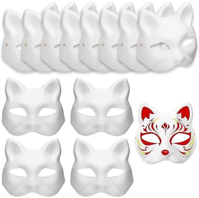 10 witte, zelf te beschilderen maskers — Cosplay-rekwisieten — Feest, verkleedpartij, orkmaskers — Handgemaakte papieren maskers