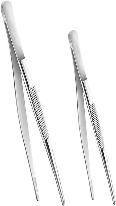 Set van 2 roestvrijstalen keukentangen, kooktangen en barbecue-tangen voor professioneel gebruik (20 cm + 30 cm)