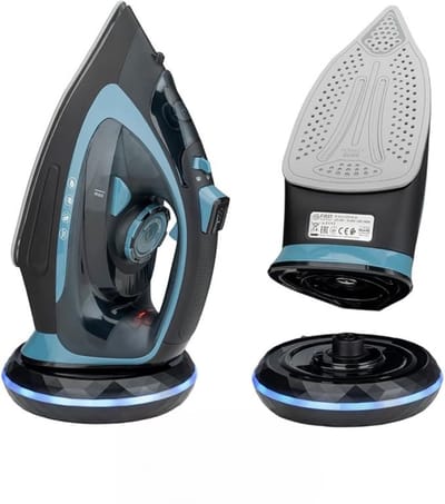 TIM® Strijkijzer Draadloos - Strijkijzer - Stomer Kleding - Blauw - 30cm x 13cm x 15cm