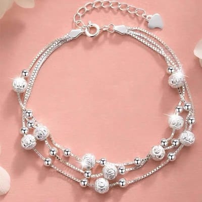 Fijne 925 Sterling Zilveren Geluksbedel Armbanden Voor Vrouw Luxe Originele Meerlaagse Bedelarmband Elegante Party Sieraden Cadeaus beige