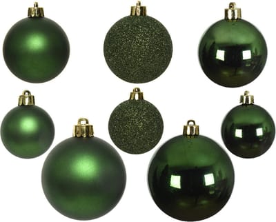 26x stuks kunststof kerstballen donkergroen 6, 8, 10 cm mix - Onbreekbare plastic kerstballen
