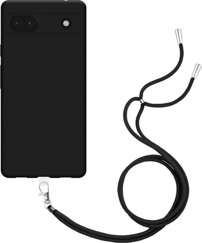Just in Case hoesje met koord geschikt voor Google Pixel 6a Hoesje met Koord - Flexibele Case - Zwart