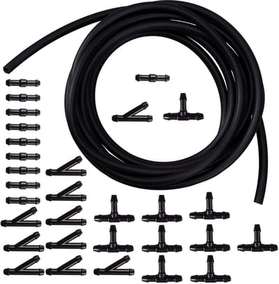 Dailygoods- Ruitensproeierslang 6 meter - Universele Slang - Reparatieset - Slangaansluitingen 30 stuks - Betrouwbare Technologie - Eenvoudige Installatie - Wasslang