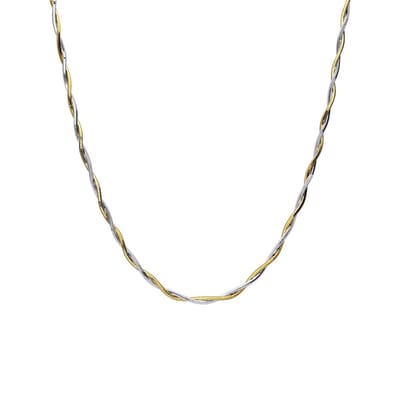 Lucardi Dames Zilveren bicolor ketting voor dames - Ketting - 925 Zilver - Zilver- en goudkleurig - 45 cm