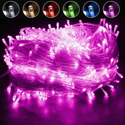 MUPOO Lichtsnoer Buiten en Binnen - IP44 50M 500LEDs Roze licht -Fairy Light--8 Modes-Kerstverlichting -Voor Muur-Raam-Terras
