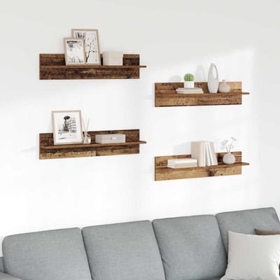 vidaXL - Wandplanken - 4 - st - Oud - Hout - 80 - x - 11,5 - x - 18 - cm - Bewerkt - hout