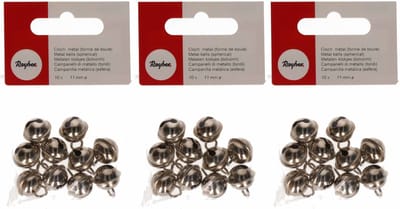 Rayher hobby metalen belletjes met dia 11 mm - 30x - zilver met oog - Kerst kersmuts belletjes - Kattenbellen