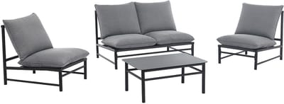 Vente-unique Aluminium tuinset: een tweezitsbank, 2 fauteuils en een salontafel - Antraciet - LISMO van MYLIA