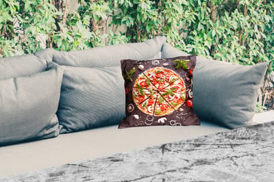 Tuinkussen - Pizza - Groente - Kruiden - Keuken - Industrieel - 40x40 cm - Weerbestendig