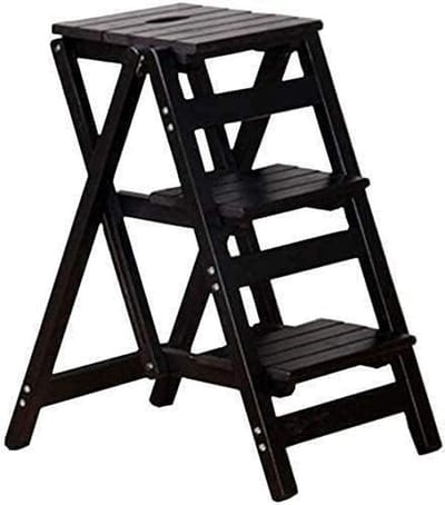 Opvouwbare Opstapkruk - Houten Trapje - Hoge Plaatsen Bereiken - Met Handvat - 42 x 55 x 66 cm - Zwart