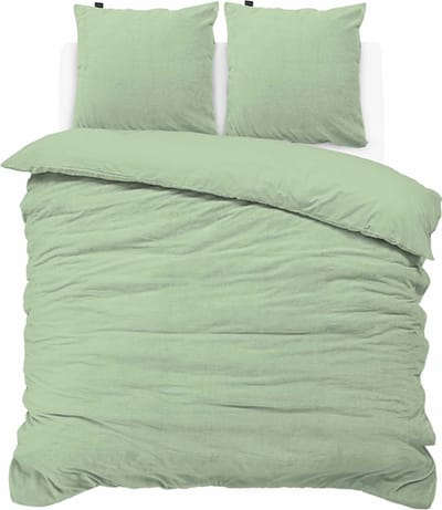 iSleep Dekbedovertrek Teddy Fleece - Tweepersoons - 200x200/220 cm - Licht Groen