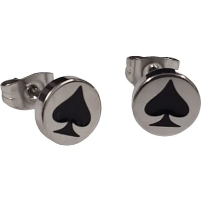 Aramat Jewels | Oorbellen | Stalen ronde oorbellen schoppen aas | | | | | | Kinderen, Volwassenen | Verkleurd niet